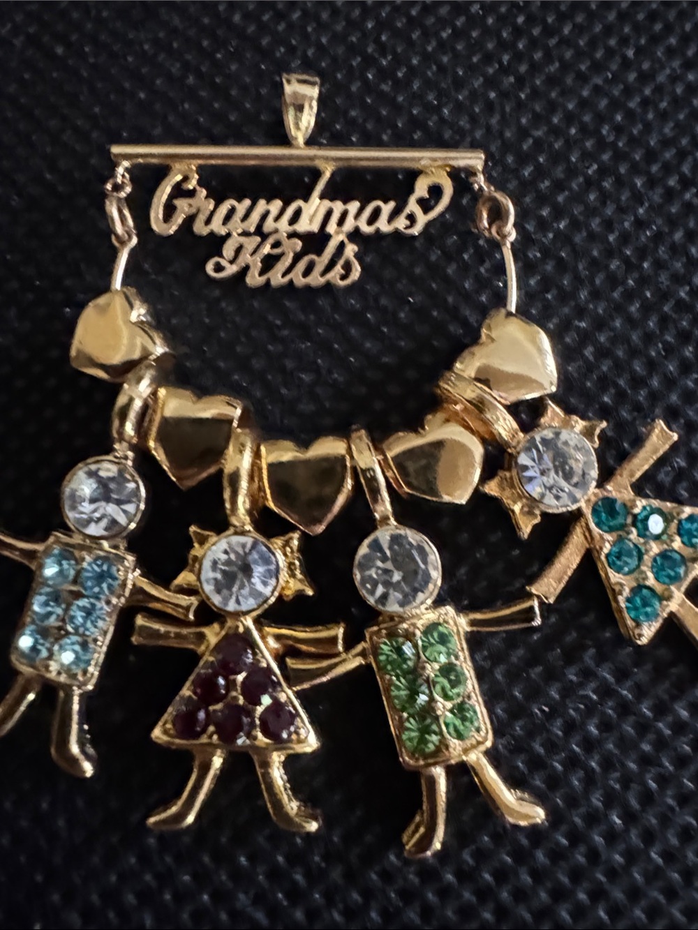 Grandma's Kids 14 Gold Multi-Color Rhinestone Pendant Necklace